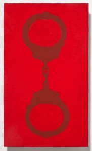 <strong><em>Fall 1</em>, 2010, oil enamel on powder coated steel, 10x6 inches