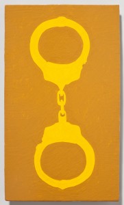 <strong><em>Fall 1</em>, 2010, enamel on powder coated steel, 10x6 inches