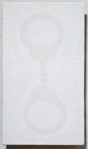 <strong><em>Fall 2</em>, 2010, oil enamel on powder coated steel, 10x6 inches