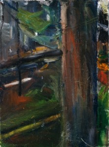 Woods Near East Branch Road, South Bristol, Maine; 1996; oil on canvas; 24 x 18 inches