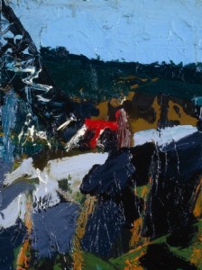 Construction at Churchill Dam, Allagash River; 1997; oil on canvas; 16 x 12 inches