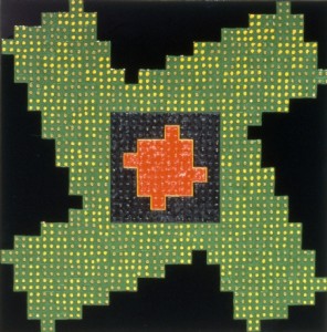 Mars, 1993, epoxy and oil on riveted aluminum, 24 x 24 inches.