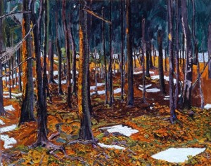 Patches of Snow in the Woods, Looking Toward the Water, Maine; 1999; oil on canvas; 24 x 30 inches
